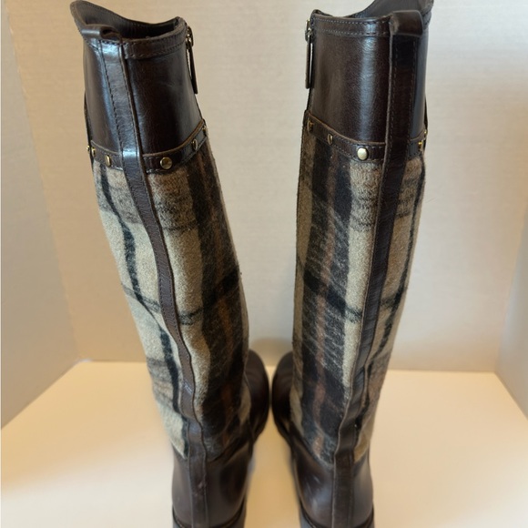 Tory Burch Colleen Wool Plaid Melton Tall Riding Boots - Picture 4 of 10